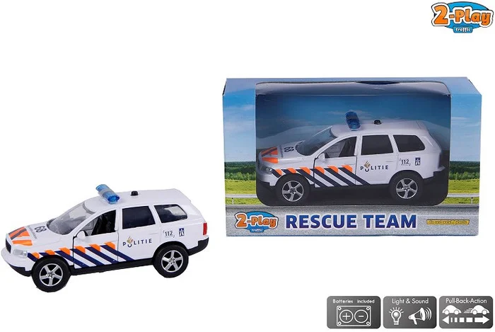 2-Play Die-cast Pull Back Politie NL Licht en Geluid