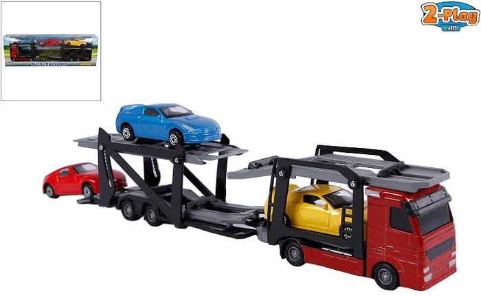 2-Play Die-cast Vrachtwagen Transporter met Auto’s, 26cm