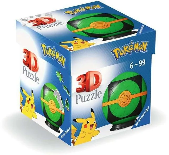 3D Puzzelbal Pokemon Pokebal Groen, 54st.