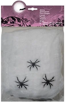 6 Spinnenseide weiß 20 gr. mit 3 Spinnen 74415