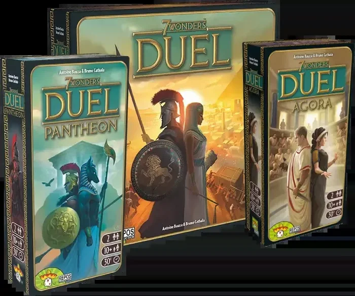 7 Wonders Duel Big Box | Grundspiel + 2 Erweiterungen Agora & Pantheon | Kennerspiel | Strategiespiel | 2 Spieler | Ab 10+ Jahren | 30+ Minuten | Deutsch | Asmodee | UNBOX NOW | Repos Production