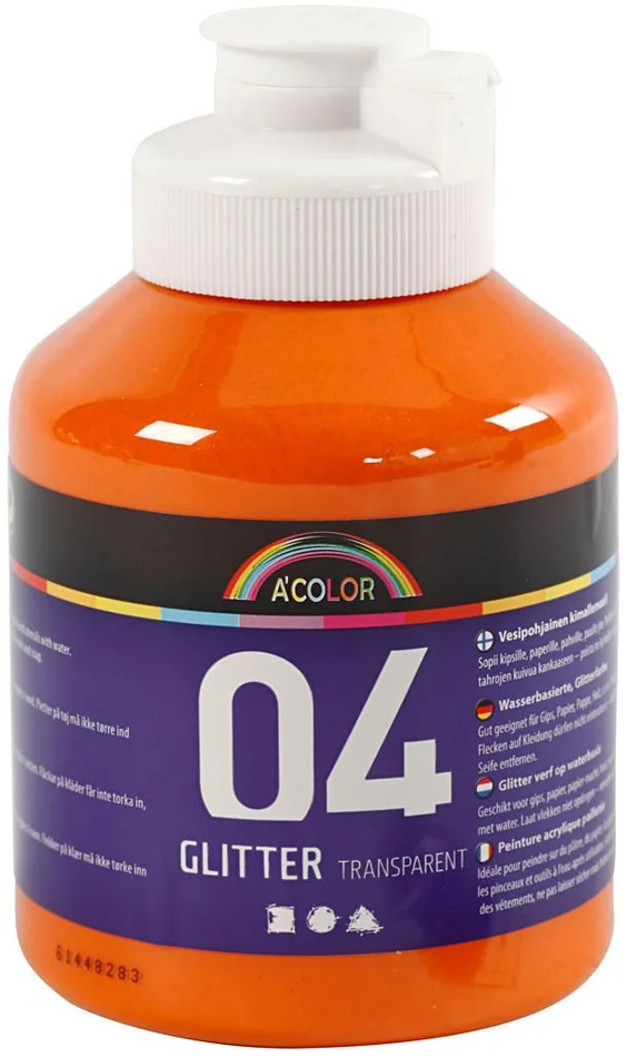Acrylverf Glitter voor Kinderen – Oranje, 500ml