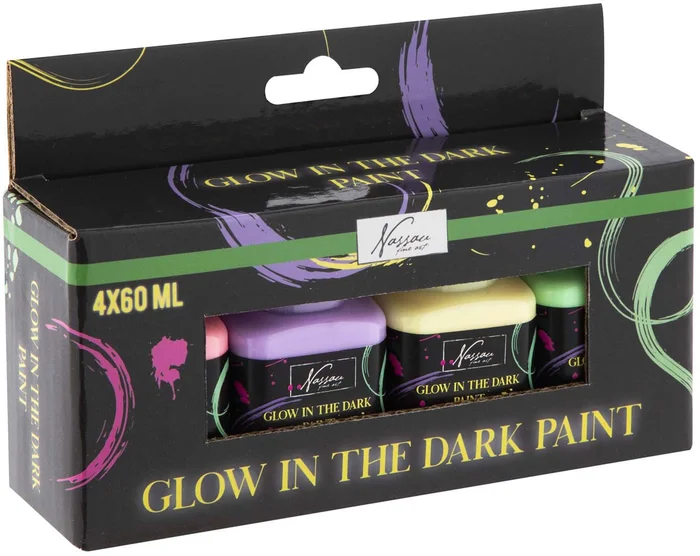 Acrylverf Glow in the Dark, 4x60ml