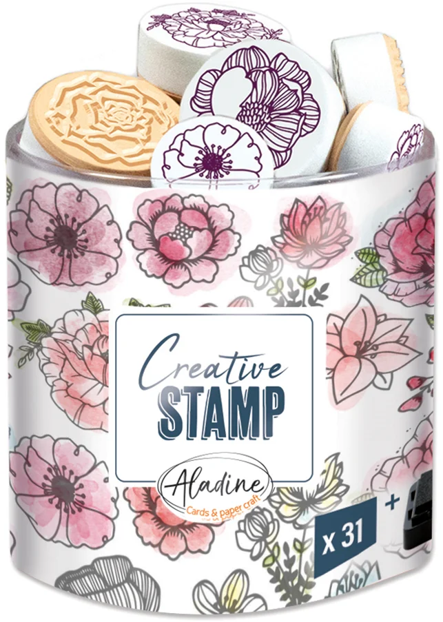Aladine Aladine Stampo Stempel Set Bloemen 34 stuks