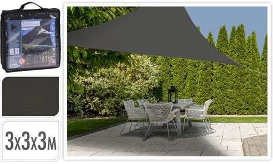 Ambiance schaduwdoek driehoek 3 x 3 x 3 m donker grijs