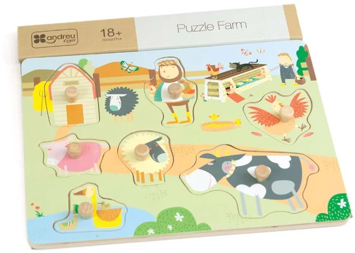 Andreu Toys ANDREU – Puzzle Bauernhof Pastell