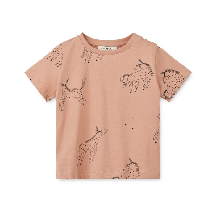 Apia Baby Bedrucktes Kurzarm T-Shirt Unicorn / Pale tuscany