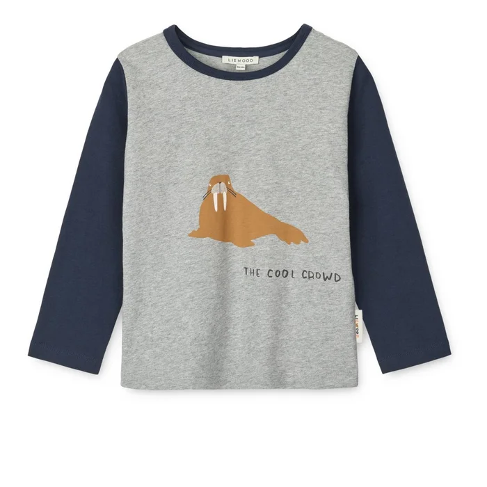 APIA Langarm T-Shirt Walrus / Grey melange / Classic navy