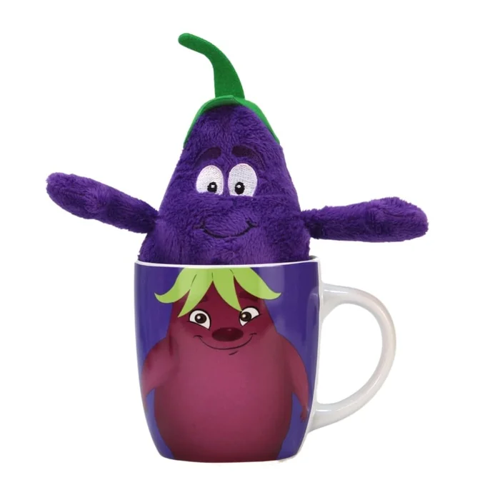 Aubergine Kuscheltier in Tasse „Goodness Gang“ – ca. 19 cm