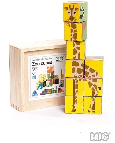 Bajo Zoo – wooden cubes / Zoo – ukladanka szesciany