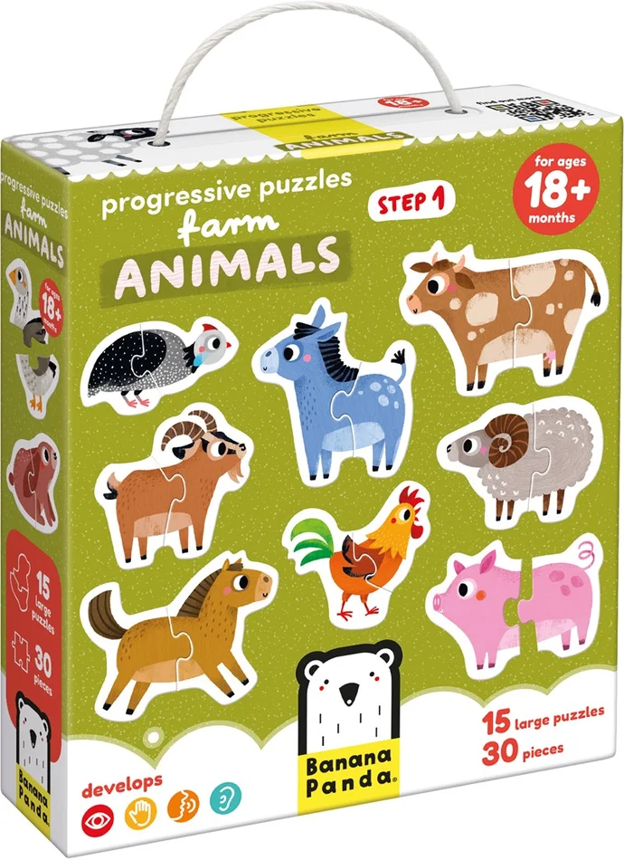Banana Panda Schritt-für-Schritt-Puzzle Bauernhoftiere 18m+