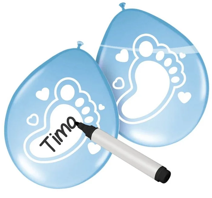 Beschrijfbare Ballonnen Geboorte Jongen, 6st.