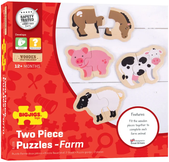 Bigjigs Zweiteilige Puzzles (Bauernhof)