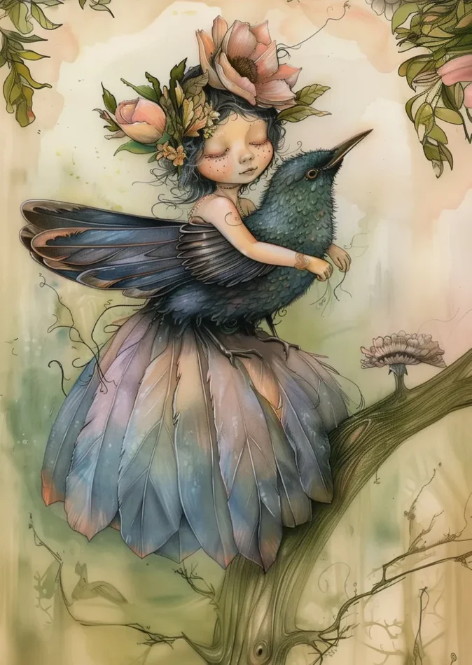 Birds & Fairies: Elfe mit einem Honigfresser