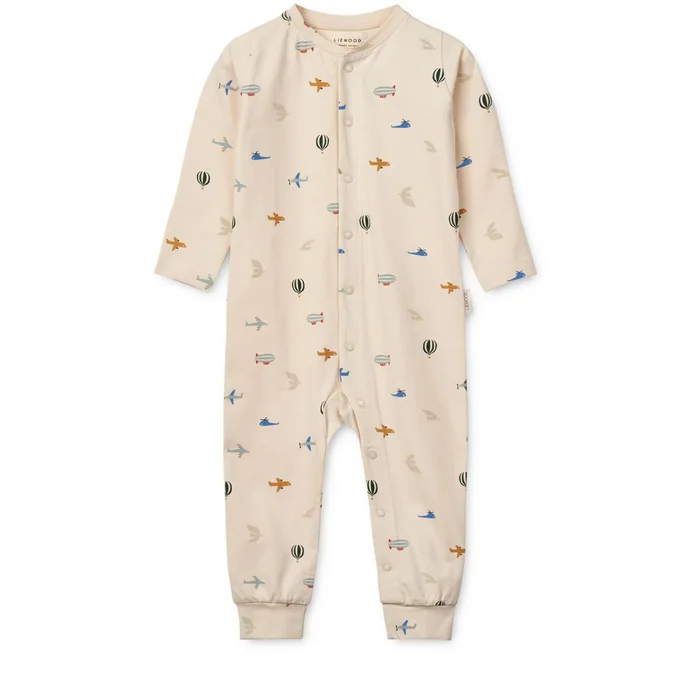 BIRK Bedruckter Pyjama Einteiler Aviator / Ecru