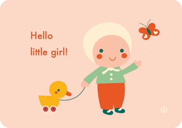 Bora Postkaart Hello baby – Little girl