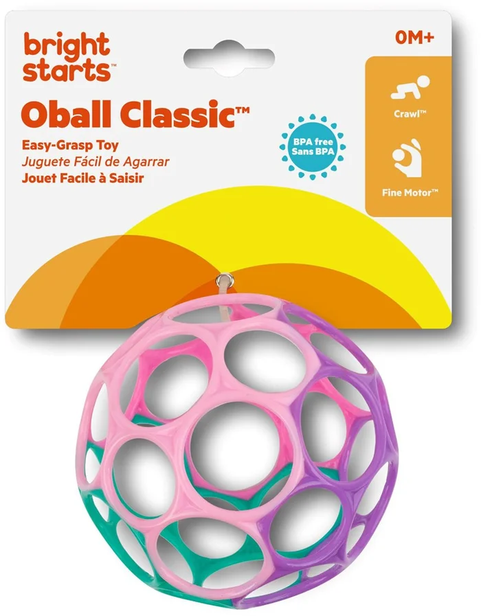 Bright Starts, Oball Classic, Flexibles und leicht Greifbares Design für Kinder jeden Alters, Pink/Lila