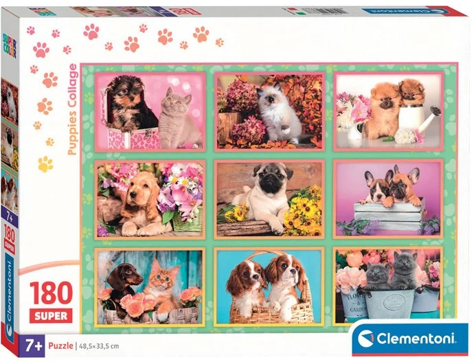 Clementoni Legpuzzel Super Color Puppies Collage, 180st.
