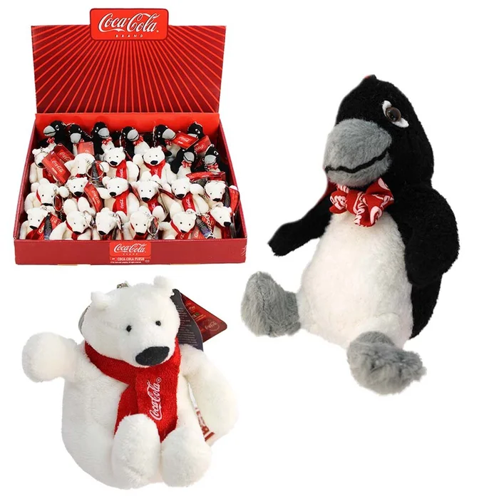 Coca Cola Schlüsselanhänger Plüsch im Display – ca. 8,5 cm