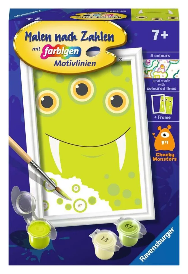 CreArt Grünes Monster – Malen nach Zahlen für Kinder ab 7 Jahren