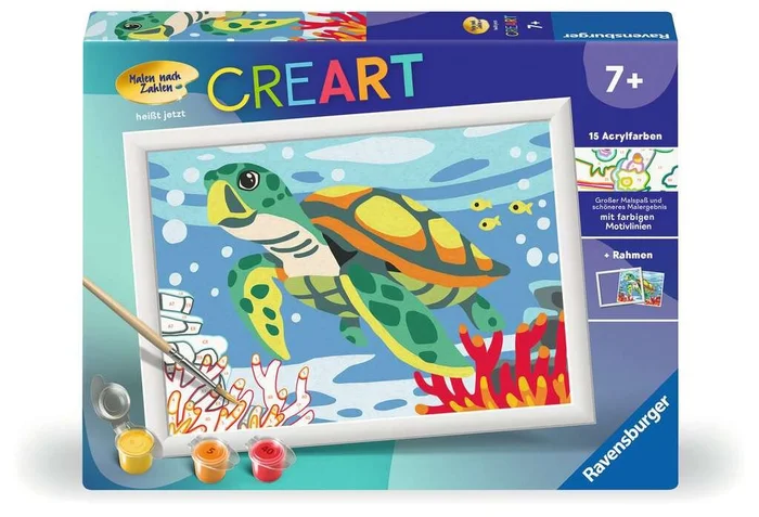 CreArt Meeresschildkröte – Malen nach Zahlen für Kinder ab 9 Jahren