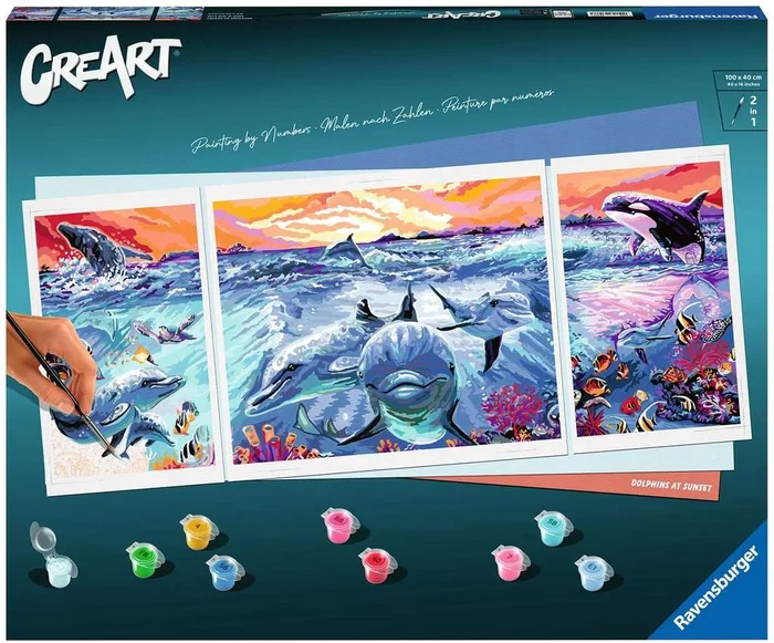 CreArt Schilderen op Nummer – Dolphins At Sunset