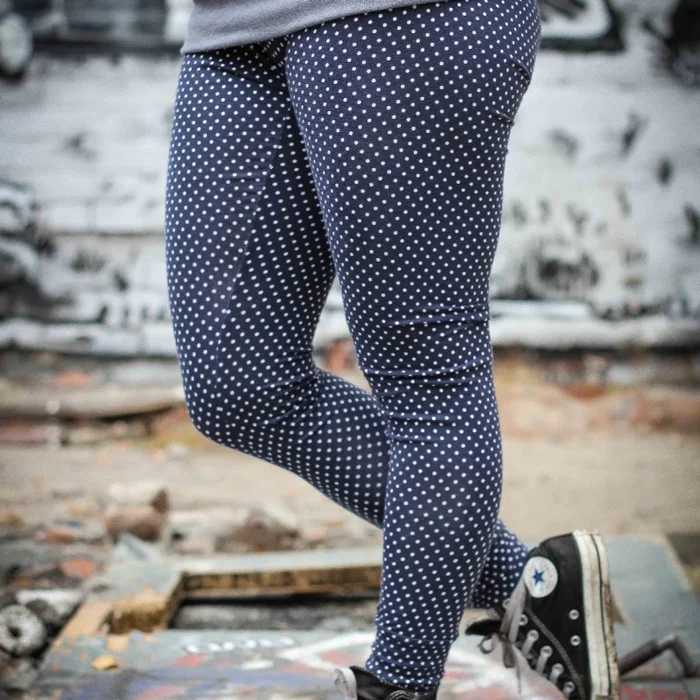 Damen-Leggings dunkelblau mit Punkten