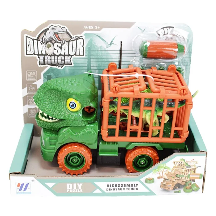 Dino Truck mit Dinosaurier in Käfig – ca. 16 cm