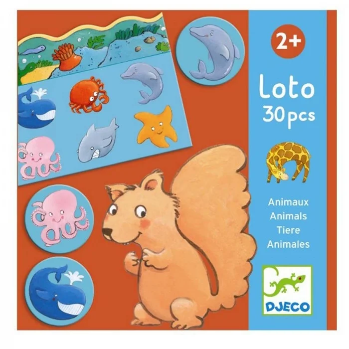 DJECO DJ08120 Lernspiel Loto, Tiere, bunt