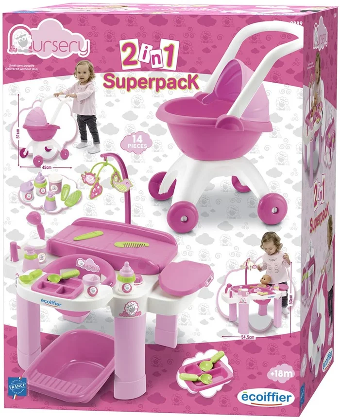 Ecoffier Verzorgingsset met Poppenwagen