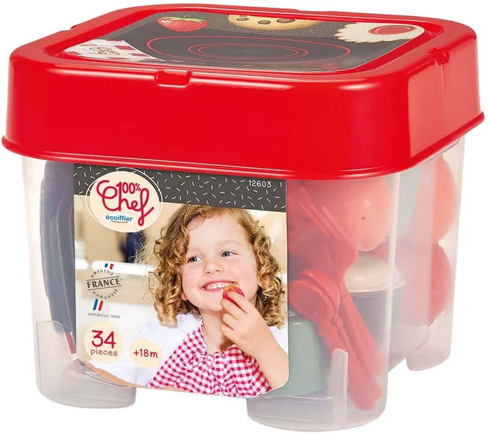 Ecoiffier 100% Chef Eetset met Speeleten, 34dlg.