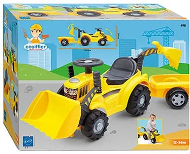 Ecoiffier Looptractor met Voorlader en Wagen