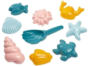 Ecoiffier Schelp Zandvormen met Schep, 9dlg.