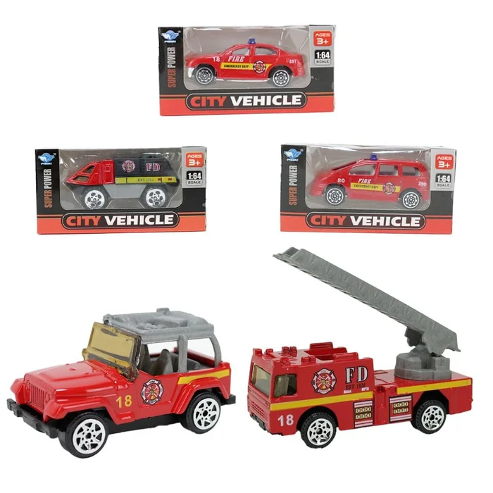 Feuerwehrauto Spielzeug klein 8-fach sortiert in Box – 10 x 5 x 4 cm