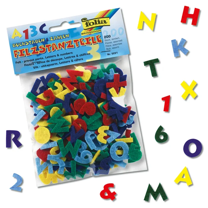 Filz-Buchstaben und -Zahlen in vielen Farben