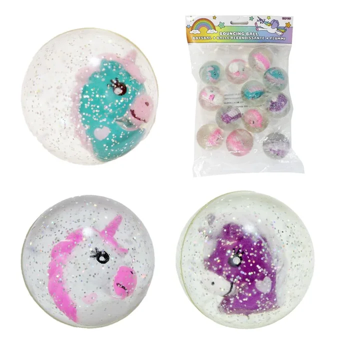 Flummi Einhorn mit Glitzer – ca. 4,5cm – 3fach sortiert