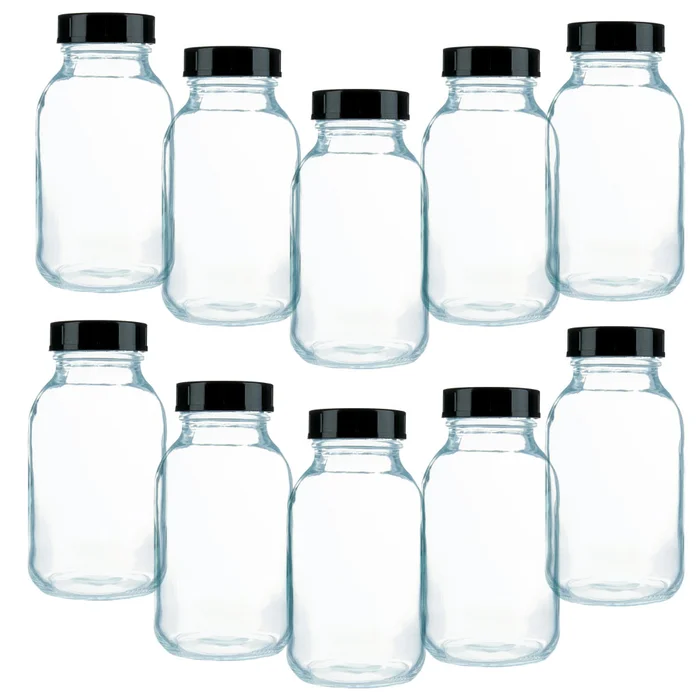 Gewindeglasflasche, Weithals, Klarglas, 10 Stück | W-72098/10