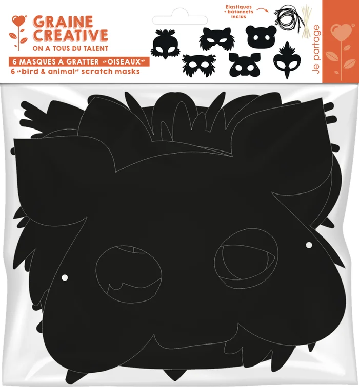 Graine Creative GC Scratch Art Dierenmaskers Set 6 stuks