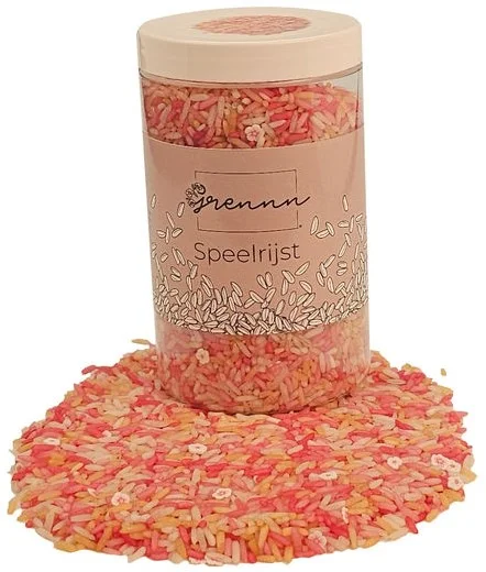 Grennn speelrijst pink flower mix 500 gram