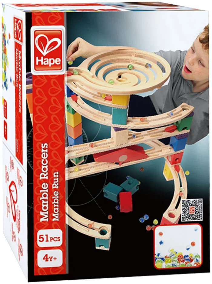 Hape E6035 – Murmel-Set, Quadrilla, 50 Stück inkl. Aufbewahrungstasche, ab 4 Jahren, mehrfarbig