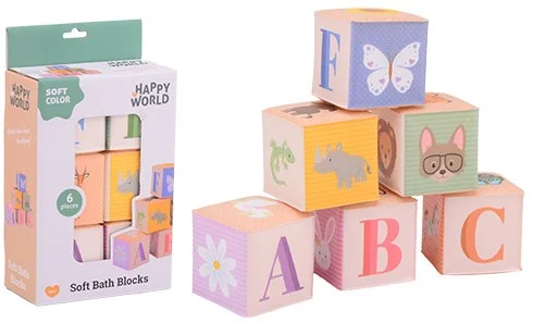Happy World Zachte Bad Blokken Dieren en Letters, 6dlg.
