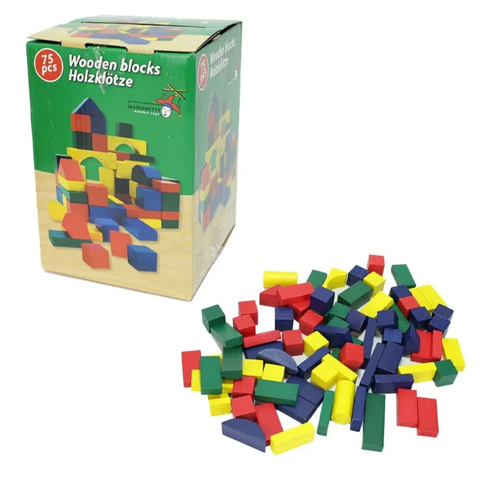 Holzbauklötze & Bausteine – 75 Teile