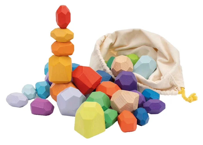 Holzbausteine Regenbogen Diamanten 40tlg.