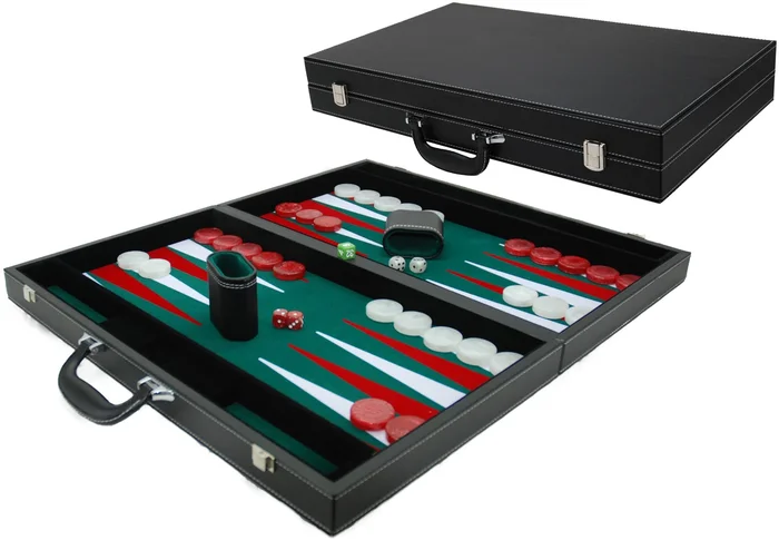 HOT Games Backgammonkoffer Schwarz/Grün Ingel.53×8