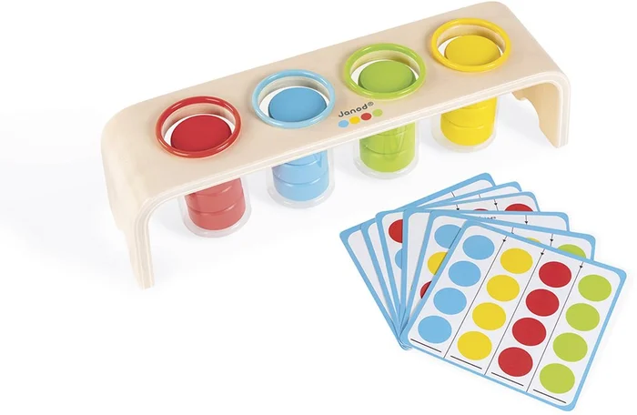 Janod – Essentiel – Sortieren der Farben – Lernspiel aus Holz Babys und Kleinkinder – Erlernen von Farben und Feinmotorik – Farbe auf Wasserbasis – Ab 2 Jahren, J05066