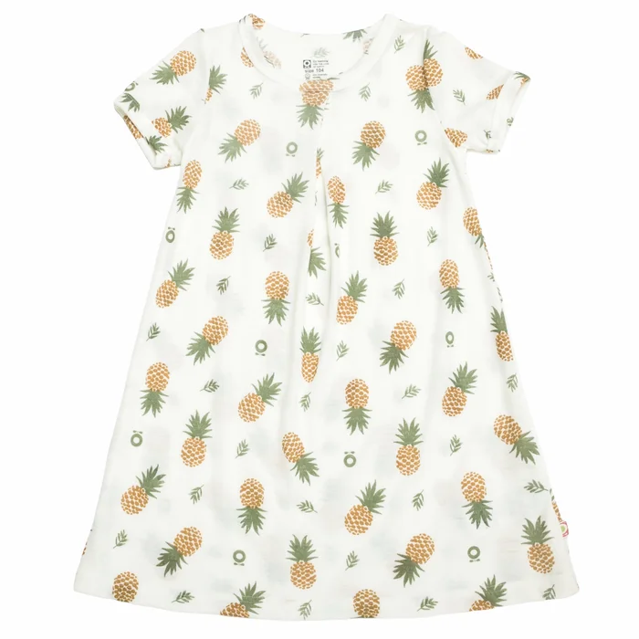 Katvig Kurzarm Kleid Ananas Merinowolle