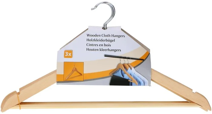 Kledinghangers hout set van 3