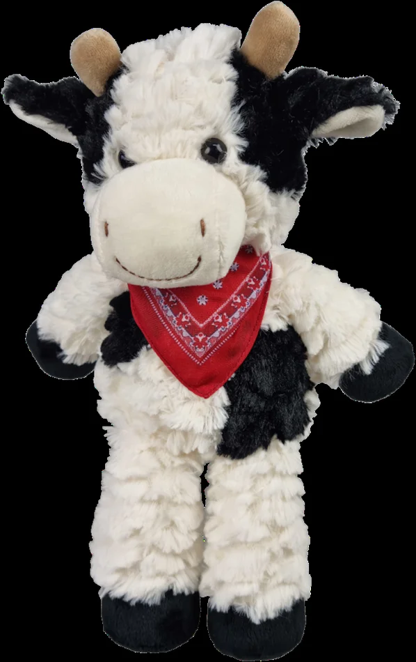 Knuffelkoe met sjaaltje. 27 cm.