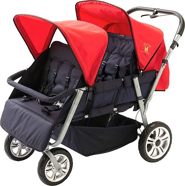 Krippenwagen Helena 4er Rote Sonnendächer