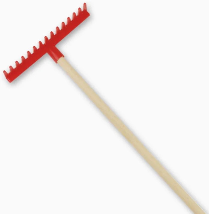 Kunststof Hark met Houten Steel